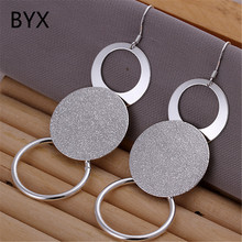 New fashion silver plated three circle long drop earrings for women girl gifts wedding party fashion jewelry wholesale YXNE0512