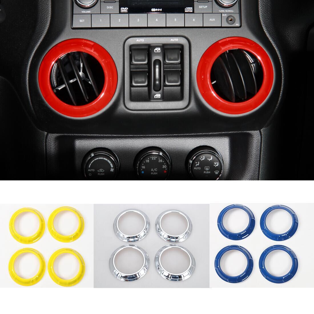 Air Conditioner Vent Outlet Round Ring Cover Trim For Jeep Wrangler 2011 2016 Car Accessories Air Conditioner Vent Outlet Round Ring Cover Trim For Jeep Wrangler 2011 2016 Car Accessories