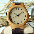 New Causal Genuine Cowhide Leather Luminous needle Luxury men Watches 100 Natural Bamboo Wood Wristwatch For