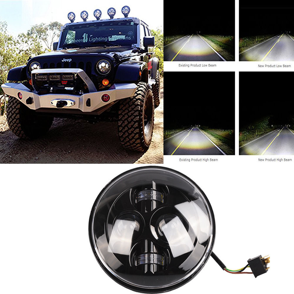 Favor 7" Inch Round Headlight For Jeep Wrangler JK CJ TJ LED fog Headlamp Truckin Daytime