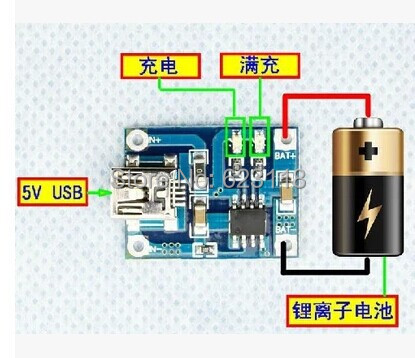 Free shipping 5pcs Lithium Battery Charger Module Board mini 5v USB 1A li-ion TP4056 18650 DIY