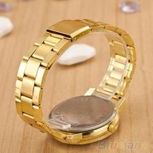 men wristwatches Retro Gold Plated Crystal Business Casual Alloy Analog Quartz Watch 1OTL