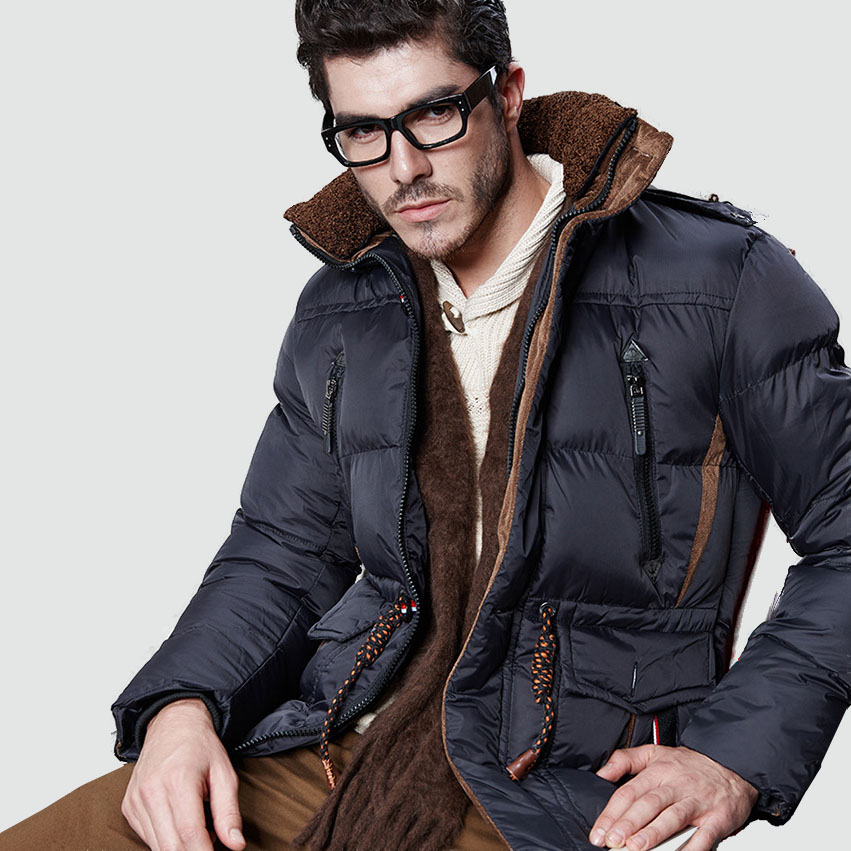 Free shipping 2015 men's brand coat thick padded winter coat fur collar jacket coat men hoodies MY108