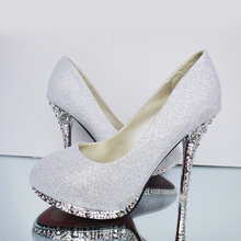 2016 Glitter Wedding Shoes Bridal Evening Party Crystal Red Bottom High Heels Women Shoes Sexy Women