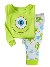 boy fashion long sleeve green monster pajama sets sets infantis sports suit retail free shipping