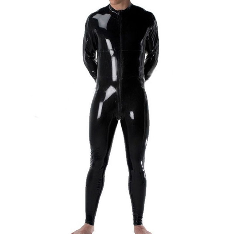 Free shipping 2014 new fashion  Black sexy latex male bodysuit rubber latex fetish costumes for man
