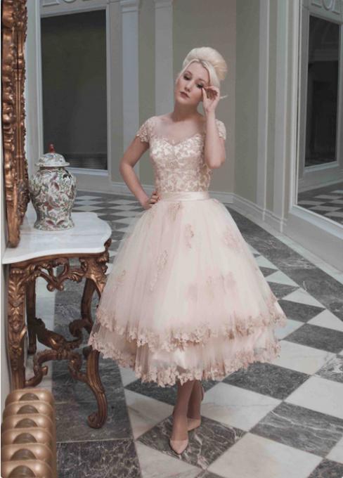 Champagne tea length dress