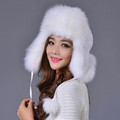 Russia 2016 Winter Fashion Fox Fur Hat For Women and children Autumn and winter warm Lei