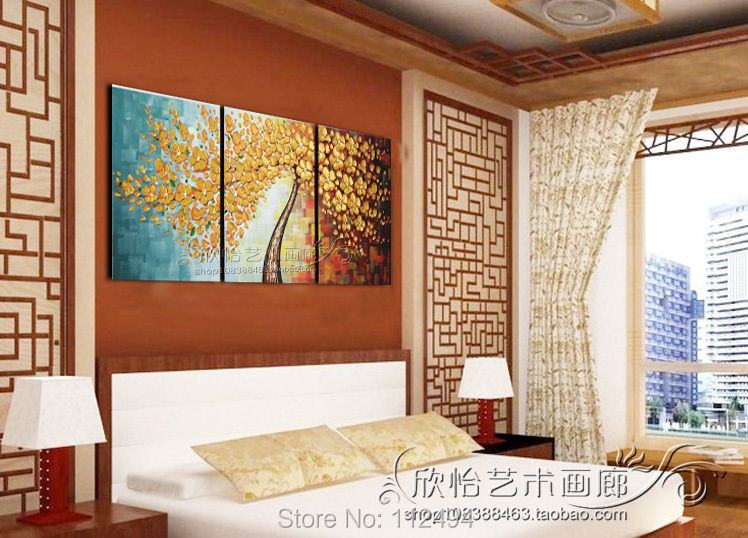Gerahmte 3 panel moderne hauptdekoration goldene messer Ãlgemälde ... Wohnzimmer orange dekorieren