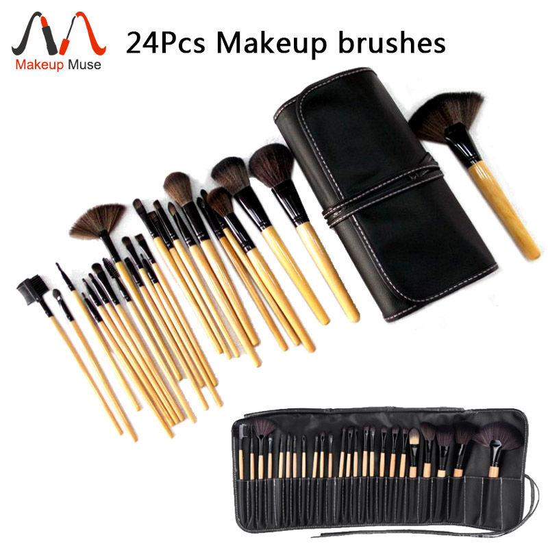 2014 HOT Professional 24 pcs Makeup Brush Set tools Make up Toiletry Kit Wool Brand Make