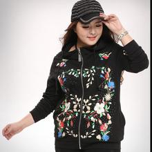 Fashion Plus Size Womens Clothes Tops Full Sleeve Flower Print Zip Up Cozy Fit Jacket Hoodie