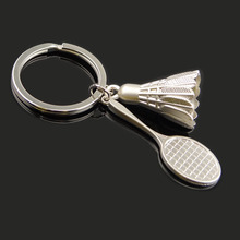 Free Shipping Creative gifts accessories Badminton and racket key chain shuttlecock & badminton racket keychain key ring