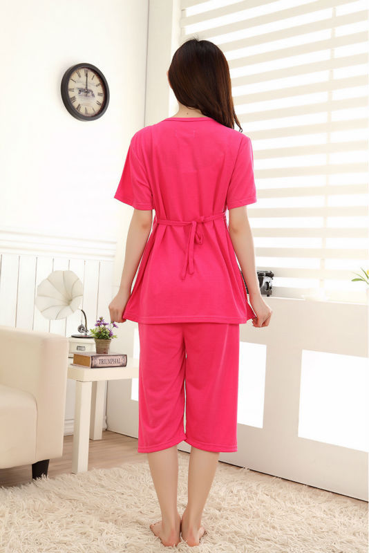 Cute bears Red Summer Pregnant woman pajamas nightwear clothing for pregnancy Puerpera breastfeeding clothes set maternal top 16