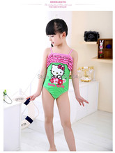 2015 Hello Kitty Kids Swimsuit One Piece 2 10Y Kids Girls Swimwear Cute Bathing Suit for