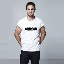 Mens White Black Oliver Green The Arrow Letter Print T Shirt Men Novelty Tshirt Skate Clothing Stephen Amell Parkour Clothes