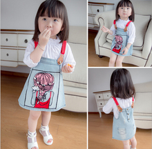 Hot Selling High Quality 2016 New Summer Jeans Girls Suspender Dress 2-7Y Free Shipping Wholesale Children Girl Dress