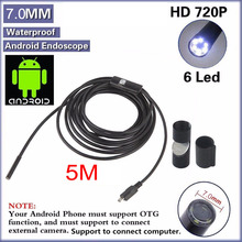 GRDEAL Waterproof 7.0mm 5M 6 LED Mini Lens Camera USB Pen Inspection Endoscope Borescope Free Shipping