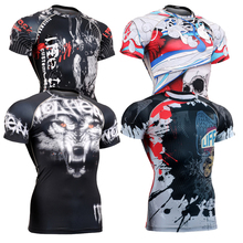 Mens Compression Shirts Bodybuilding Skin Tight Short Sleeve Jerseys Clothings MMA Crossfit GYM Weight Lifting Running Shirt