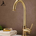 Luxury antique kitchen Faucet Single Handle Flower Carved Sink Mixer Tap brass hot and cold water