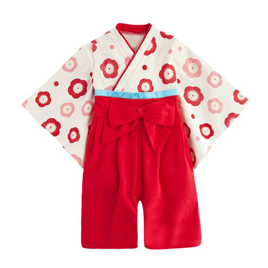 Bebé de algodón de manga larga del mono de los niños japonés Kimono bebé recién nacido