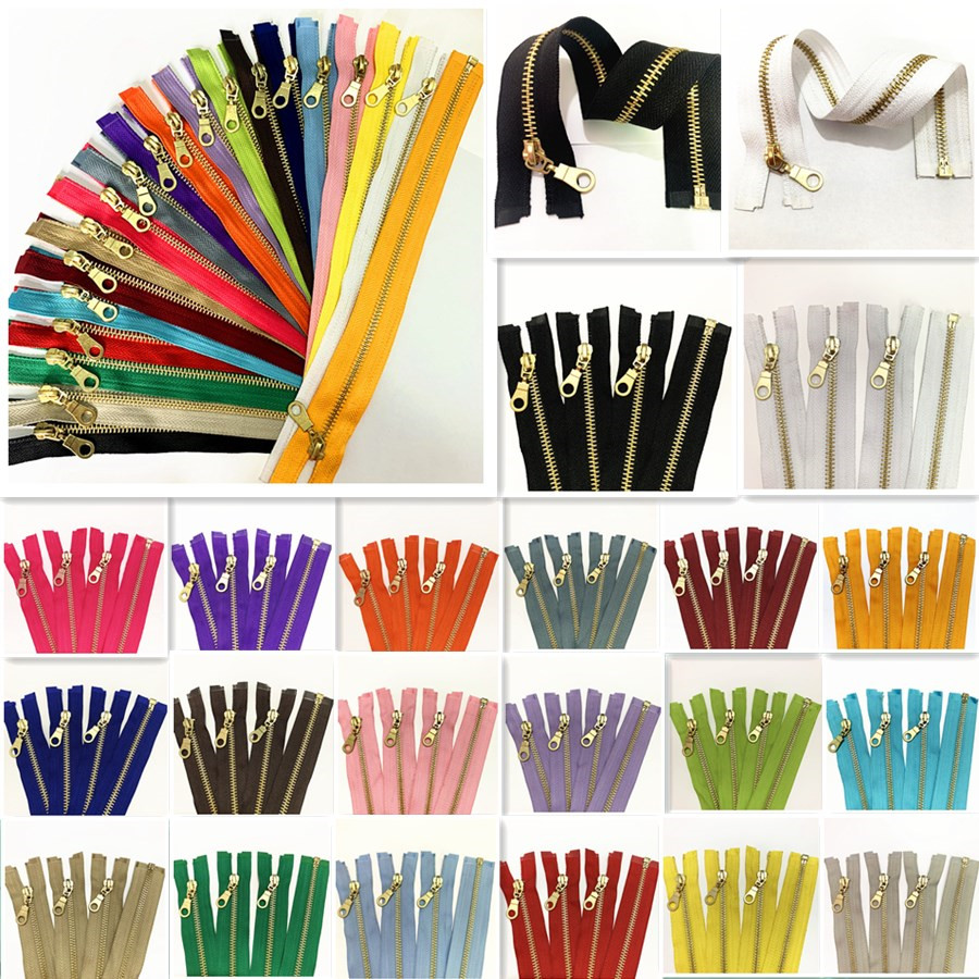 Description Picture 2 of itemSet of 2 Pieces 5# (30-60cm) Brass Metal Separate Open Tail Zippers In with Donut Zippers Pulls  Zippers for Sewing