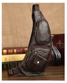 Men s Vintage Genuine Leather Travel Riding Motorcycle Shoulder Messenger Sling Chest Bag