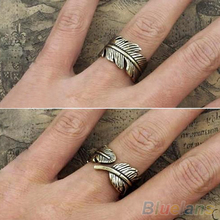 Antique Women s Men s Leaf Feather Ring Finger Ring Fashion Jewelry 1OYW