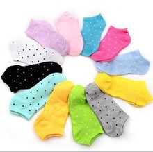 1lot =5pairs=10pieces woman’s cotton ankle female sock slippers love candy color dot socks