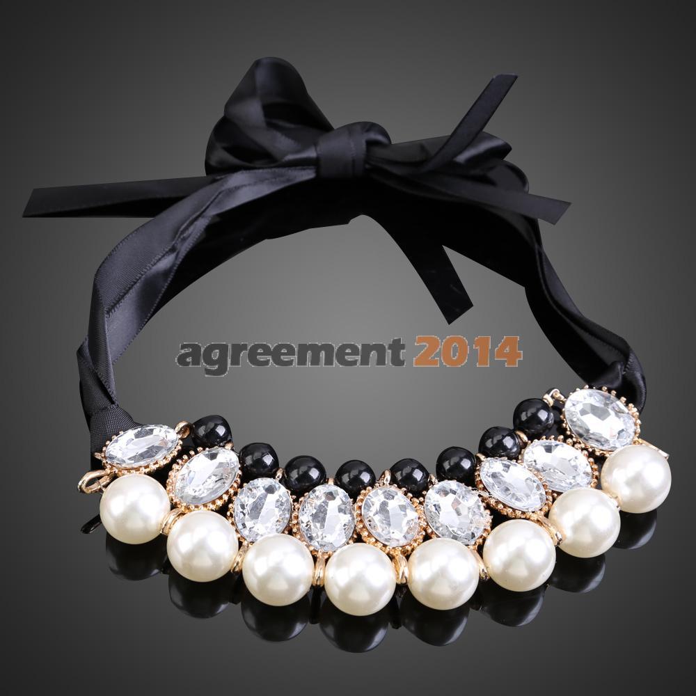 Korean Style Sweet White Pearls Jewlery Detachable Collar Chain Necklace ARE4