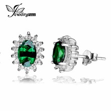 JewelryPalace Oval 2.5ct Nano Russian Emerald Stud Earring 925 Sterling Silver Earring For Ladies Princess Diana Marriage ceremony Jewellery