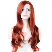 Big wave female elegant wig Fashion synthetic hair wave wigs Long curly Big wave Wine red High quality
