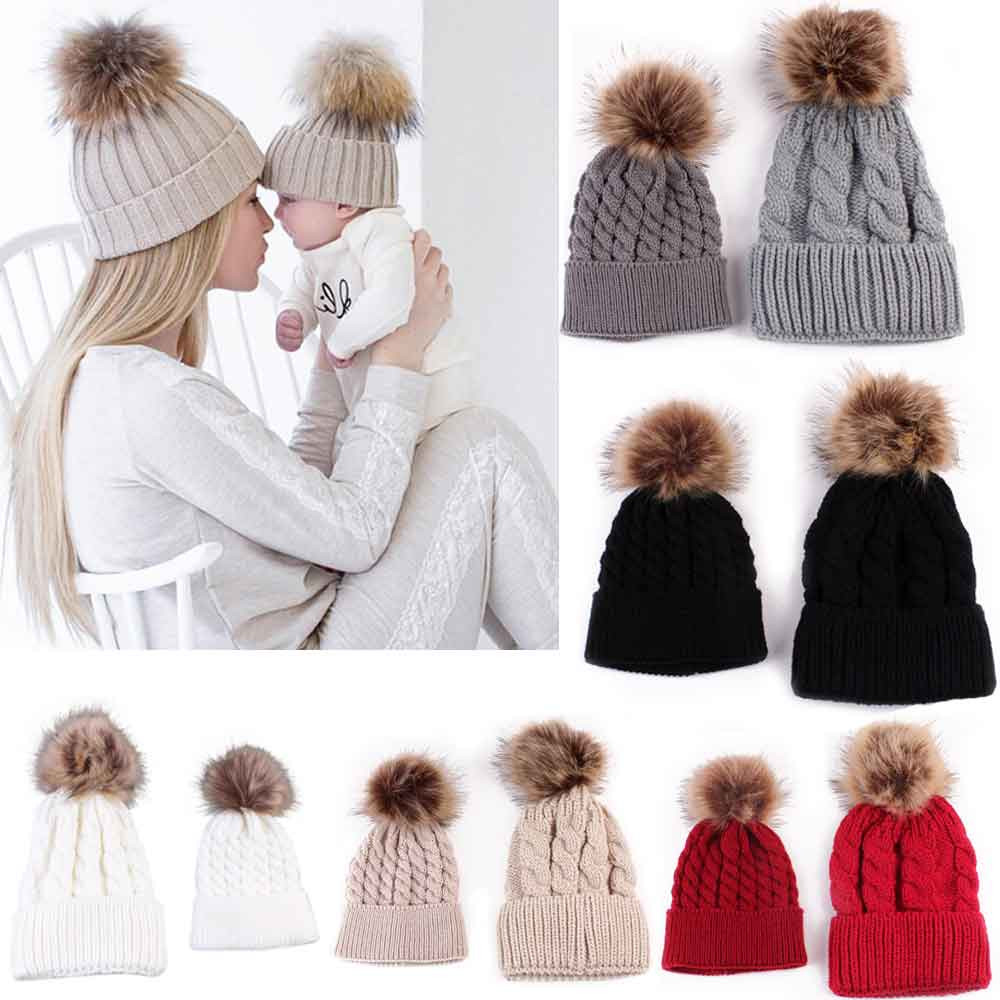 mother and baby matching hats