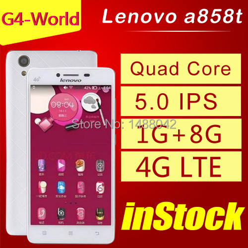 Newest lenovo A858T 4G smart phone MT6732 Quad core 1 5GHz android 4 4 dual sim