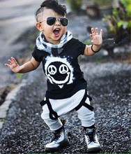 2016 summer baby boy clothes baby clothes set cotton short sleeved printing t-shirt +pants 2pcs suit newborn infant clothing set