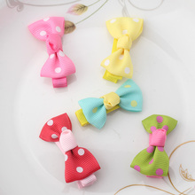2016 Wholesale Kids Girl Dot Bowknot Hair Clips Barrettes Baby Children Hair Accessories Sweet Solid Hairpins Headwear