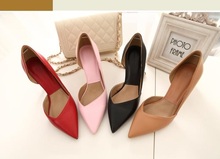 2015 new spring models pointed shoes with thin red wedding shoes sexy singles club shallow mouth