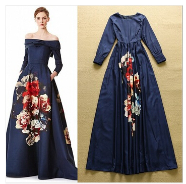 mewah berkualitas tinggi busana runway desainer maxi dress lengan panjang wanita retro dicetak mewah berkualitas tinggi busana runway desainer maxi dress lengan panjang wanita retro dicetak