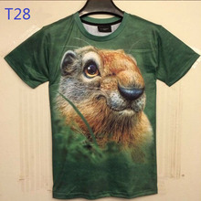 2016 3D Animal t shirt for boys and girls funny giraffe Headphones Rabbit animal printed big
