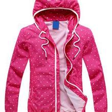 Hot Sale Women Active Style New Coat Slim Polka Dot Full Sleeves Zipper Autumn Coat Fluorescent