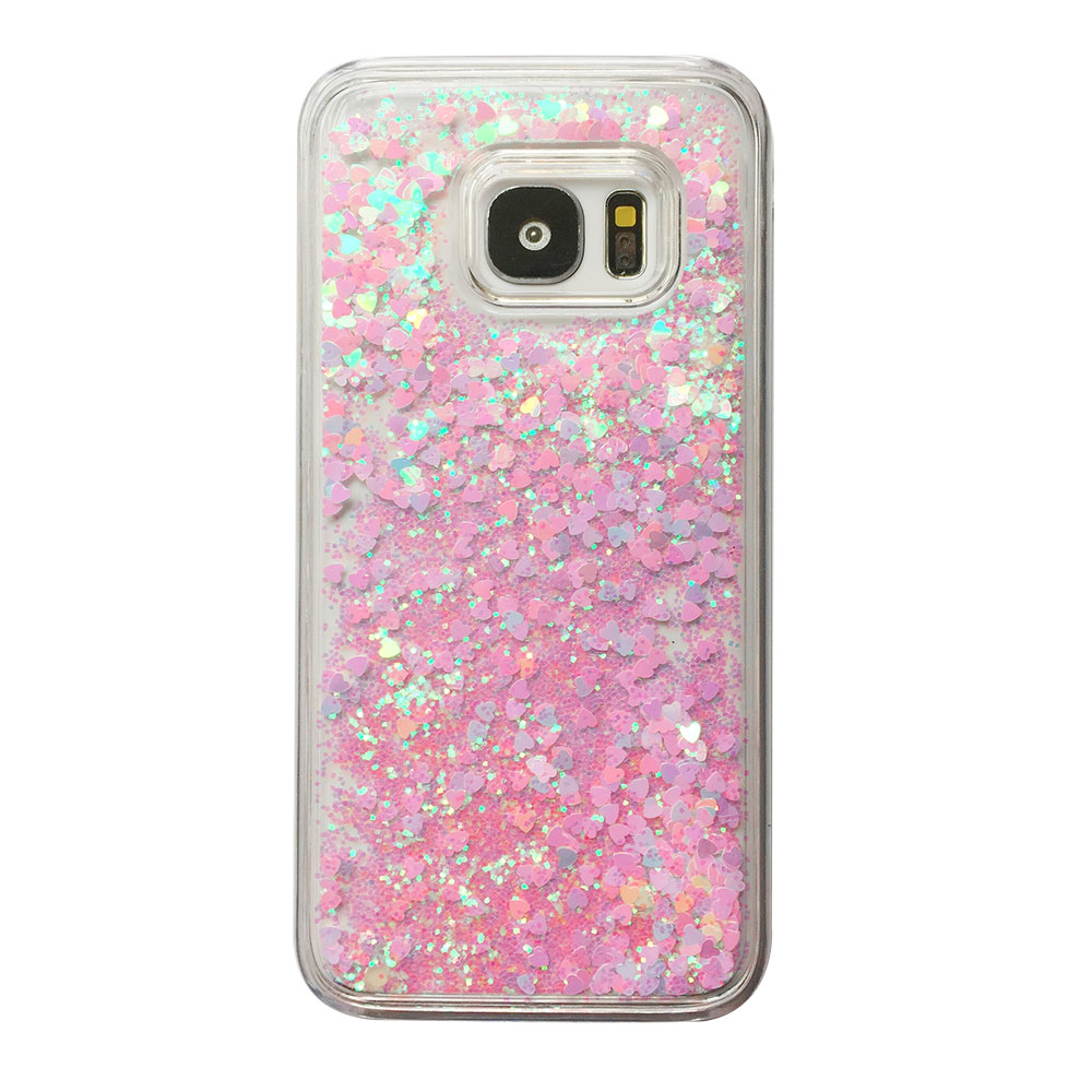 Shiny Glitter Heart Pink Case for Sumsung Galaxy S5 S6 S6edge S7 S7