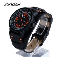SINOBI Watch Men Fashion Black Leather Waterproof Sports Watches Quartz-Watch Male Clock Military Watches Hour relogio masculino