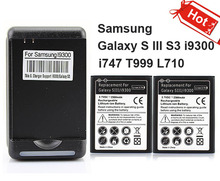 2x 2300mAh Commercial Battery + Wall Charger for Samsung Galaxy S III S3 i9300 i747 T999 L710