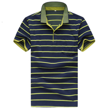 2016 New Summer Fashion Turn-down Collar Mens Polos Shirt Slim Fit Short Sleeve Striped Polos Mens Casual Cotton Polo Shirt 6XL