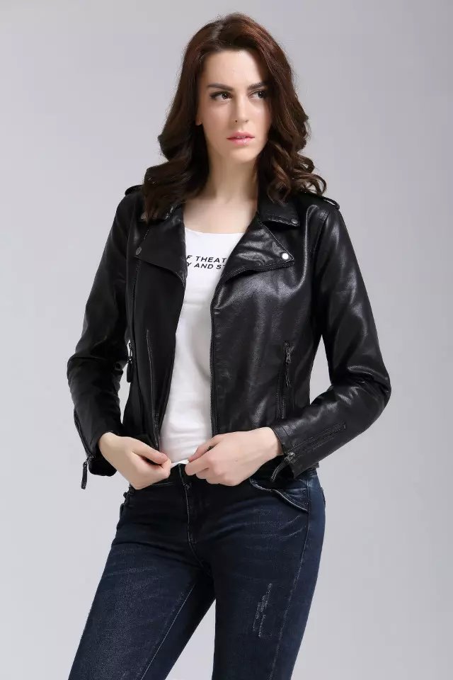 Leather Bomber Jacket Ladies