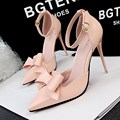New Summer Pumps Women High heeled Shoes High Heel Shoes Sandal Sweet Bow Pointed Hollow Bowknot
