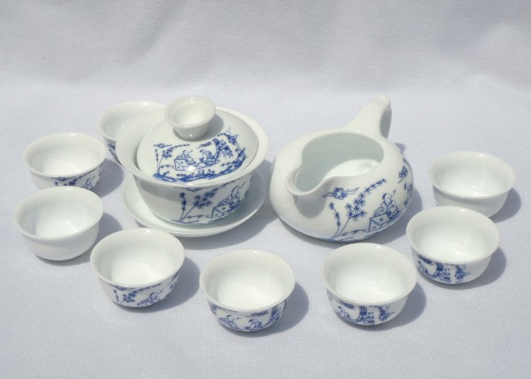 10pcs smart China Tea Set Pottery Teaset Qinghua A3TM11 Free Shipping