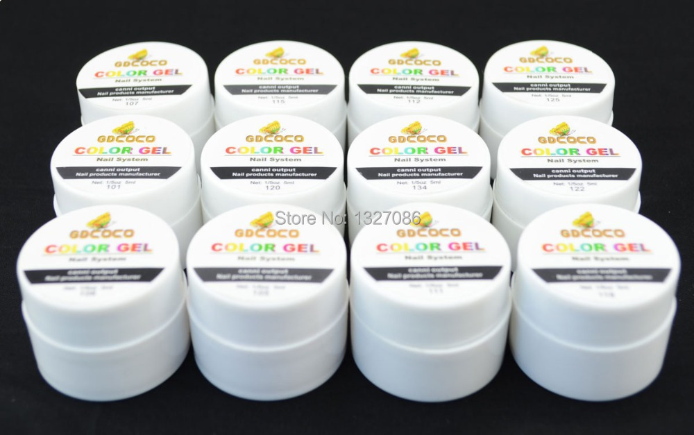 12 Color Glitter UV Gel Builder False Tips Acrylic Nail Art Polish Kit Set