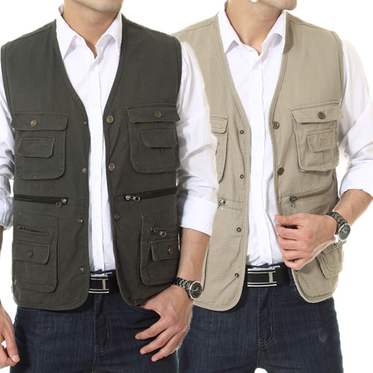 Hot Sale Men Vest Cotton Outdoor Waistcoat Multifunctional Photography Director Men Jacket Coat ...