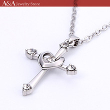 Cross Necklaces Heart Circle Pendants 5 Brilliant Crystal On Necklaces Exquisite Women Necklaces Brand A A