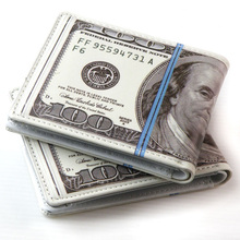 Free Shipping New Fashion 1Piece 100 Dollar Bill Money Wallet Man Wallet Male s Purple Card